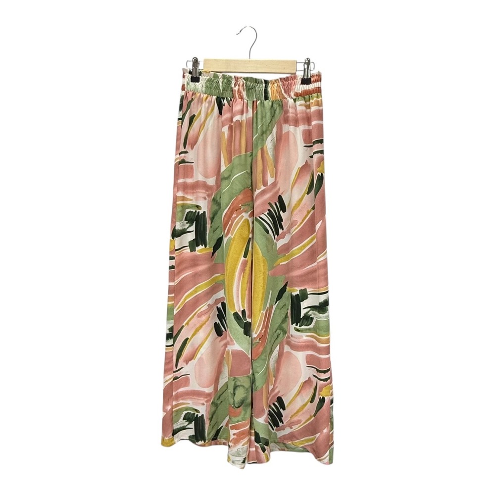 CUPSHE Medium Abstract Print Wide‎ Leg Palazzo Paperbag Pants Elastic Waist NWT